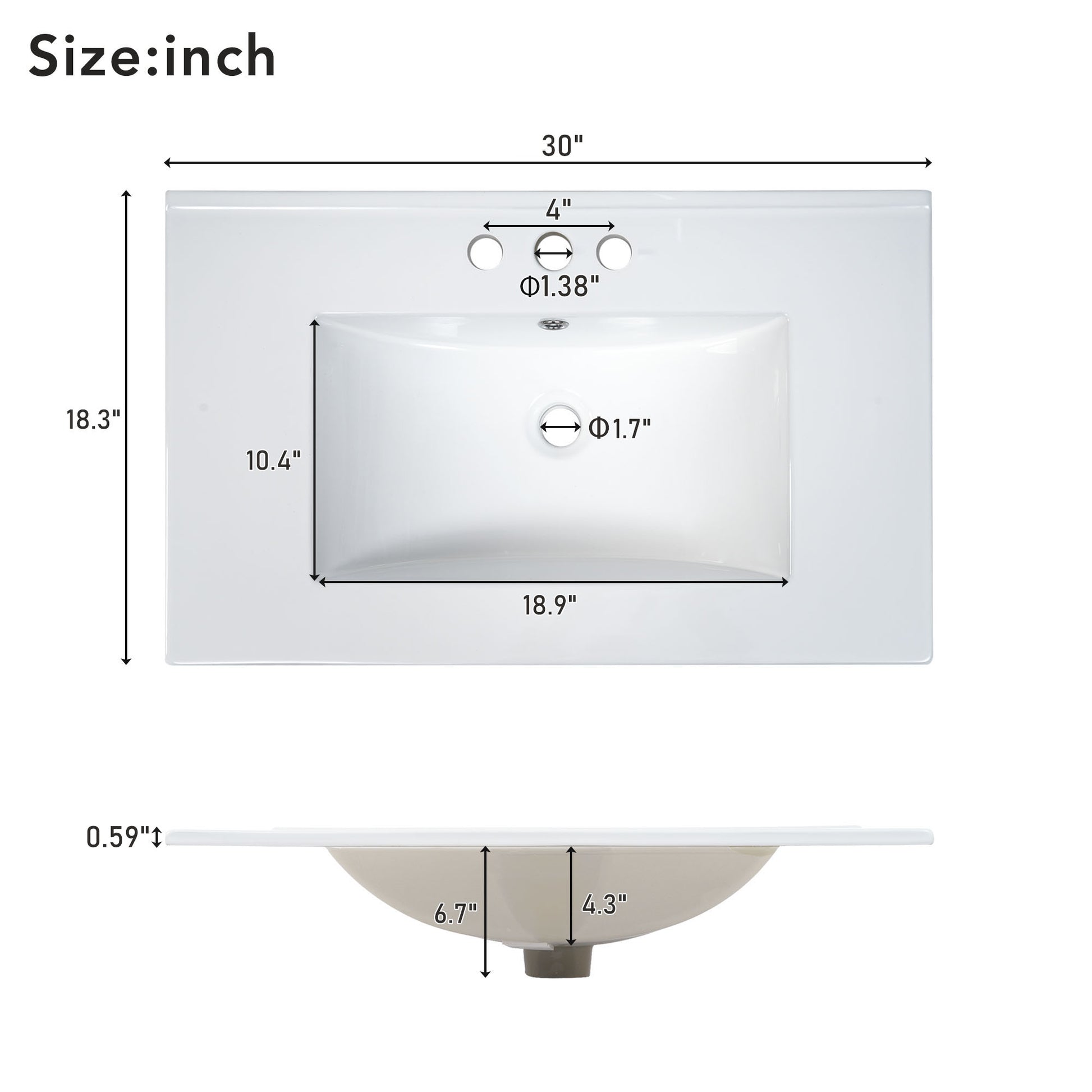 30Inch Transitional Style Bathroom Vanity Cabinet Combo With Ceramic Sink,Soft Close Door Black Bathroom Solid Wood Mdf
