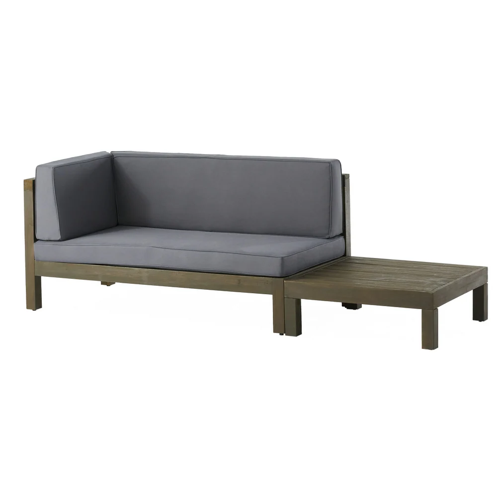 Oana Left Corner Bench And Coffee Table. Dark Grey Dark Grey Acacia Wood