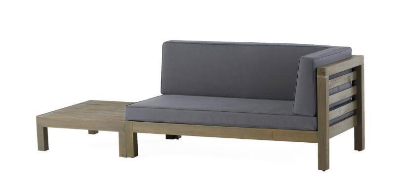 Oana Right Corner Bench And Coffee Table, Dark Grey Dark Grey Acacia Wood