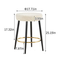 Counter Height Bar Stools Set Of 2, Pu Kitchen Stools Upholstered Dining Chair Stools 24 Inches Height With Golden Footrest For Kitchen Island Coffee Shop Bar Home Balcony Berber Fleece Cushion Alloy Steel Antique White Kitchen Foam Dry Clean Round Bar