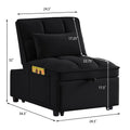 4 In1 Multi Function Single Sofa Bed With Storage Pockets,Tufted Single Pull Out Sofa Bed With Adjustable Backrest And Pillows ,Convertible Chaise Lounge,Black Black Velvet Metal Primary Living Space Medium Soft American Design Armless Foam Velvet 1 Seat