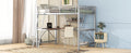 Full Size Loft Metal&Mdf Bed With Desk And Shelf, Silver Full Silver Metal