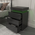 Led Black Nightstand Modern Multi Colour Led Night Table Bedside Tables For Bedroom, Living Room Black Particle Board