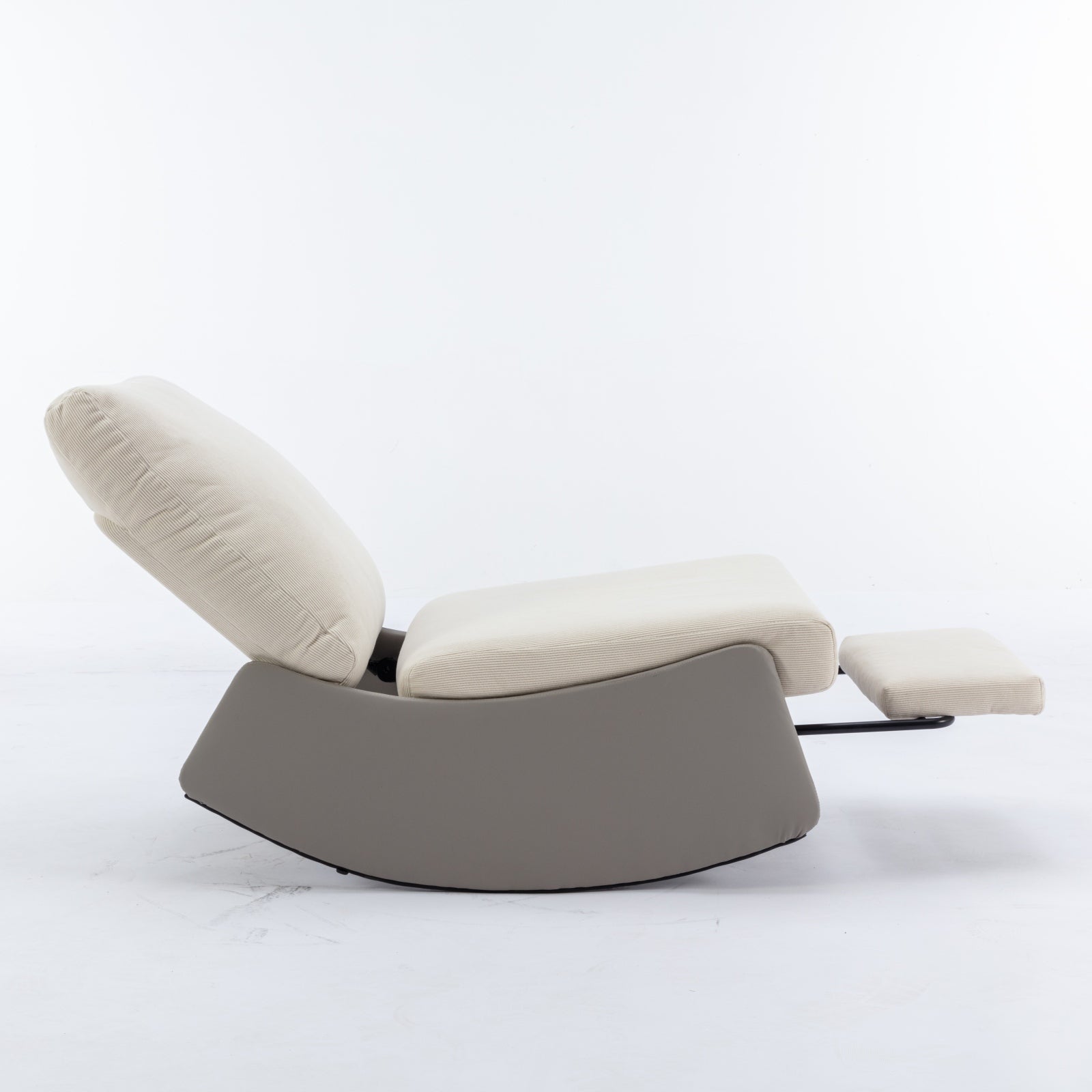 Modern Rocking Chair Recliner, Comfy Rocker Nursery Chair With Footrest, Accent Reading Chair, Upholstered Lounge Chair For Relaxing, Resting,Soft Padded Rocker For Indoor Living Room Bedroom,Gray Gray Beige Bathroom Foam Pu