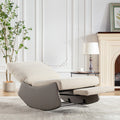 Modern Rocking Chair Recliner, Comfy Rocker Nursery Chair With Footrest, Accent Reading Chair, Upholstered Lounge Chair For Relaxing, Resting,Soft Padded Rocker For Indoor Living Room Bedroom,Gray Gray Beige Bathroom Foam Pu