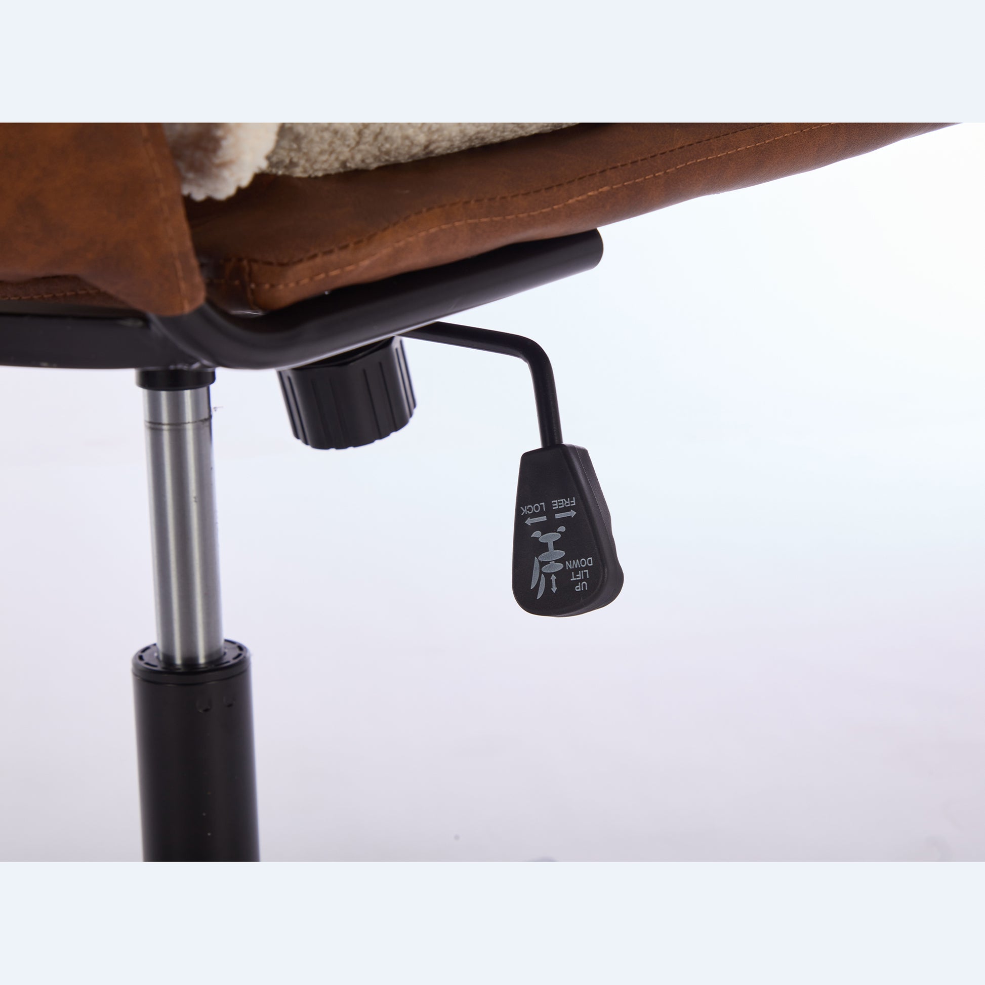 Oversize Seat Cirss Cross Chair With Wheels, Elegant Design Computer Chair, Adjustable Height 360 Rolling Swivel Home Office Chair For Small Space, Dressing Room, Living Room Brown White Dark Brown White Primary Living Space Casual Foam Pu Leather