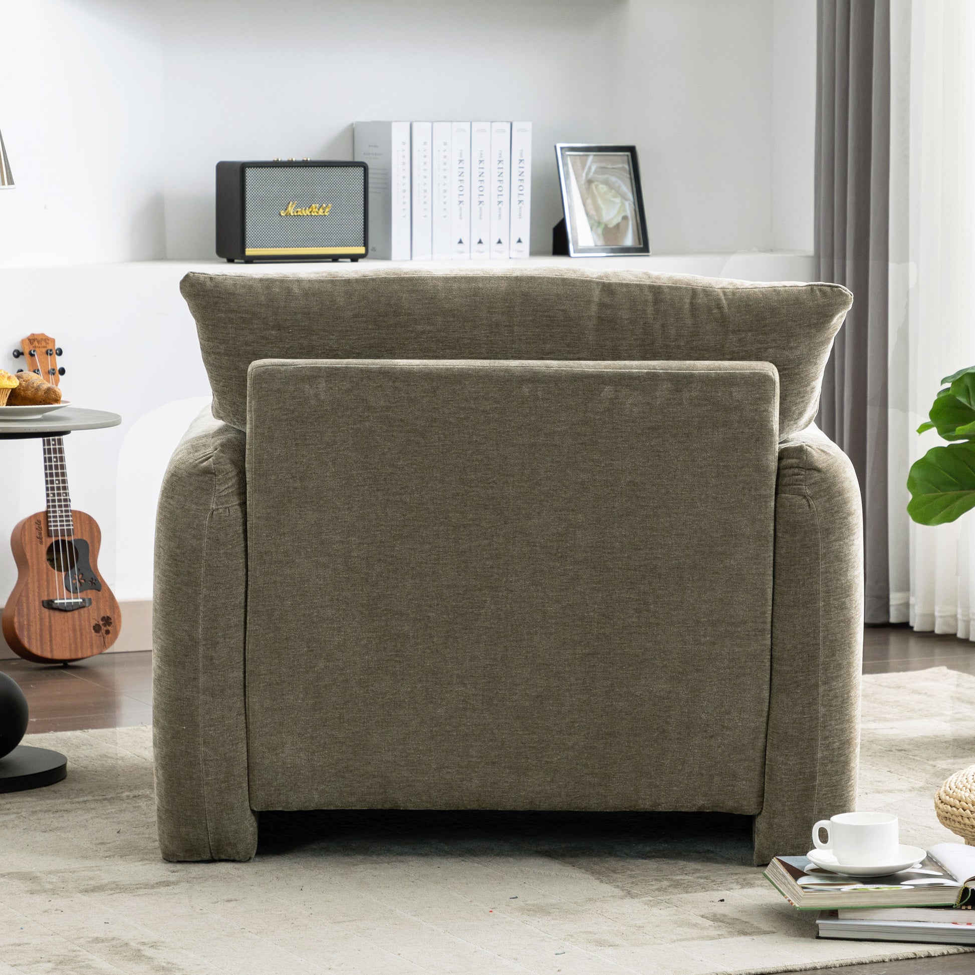Modern Style Chenille Oversized Armchair Accent Chair Single Sofa Lounge Chair 38.6'' W For Living Room, Bedroom, Green Matcha Green Chenille