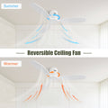 52 Inch Indoor Wooden Ceiling Fan With 3 Solid Wood Blades Remote Control Reversible Dc Motor Without Light White Metal & Wood