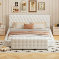 2 Pieces Bedroom Sets Queen Size Upholstered Bed With Rectangular Upholstered Ottoman For Bedroom,White Queen White 2 Piece Set Solid Wood Mdf