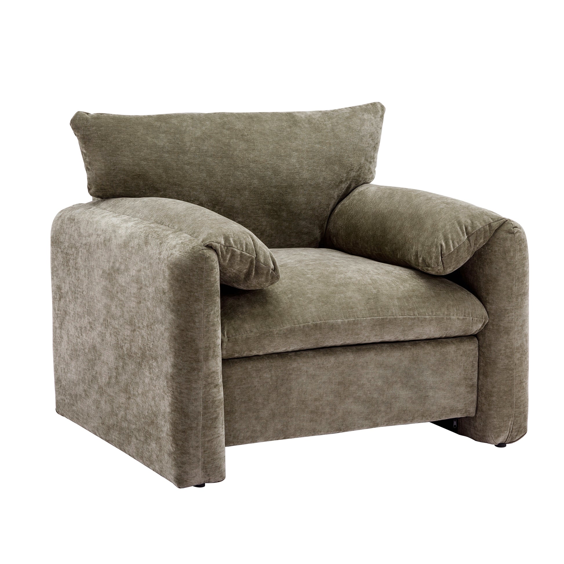 Modern Style Chenille Oversized Armchair Accent Chair Single Sofa Lounge Chair 38.6'' W For Living Room, Bedroom, Green Matcha Green Chenille
