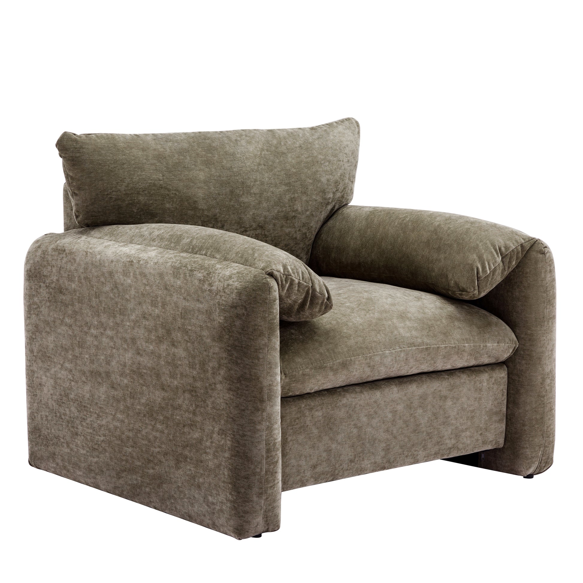 Modern Style Chenille Oversized Armchair Accent Chair Single Sofa Lounge Chair 38.6'' W For Living Room, Bedroom, Green Matcha Green Chenille