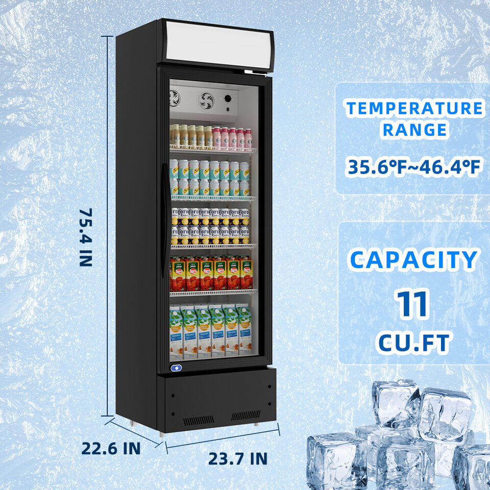 23" Single Glass Door Refrigerator With Led Lights Inside The Catsers Etl Nsf Approved Antique Black American Design Polyurethane Foam Abs Steel Q235
