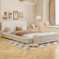 2 Pieces Bedroom Sets Queen Size Upholstered Bed With Rectangular Upholstered Ottoman For Bedroom,White Queen White 2 Piece Set Solid Wood Mdf