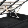 Queen Size Storage Upholstered Tufted Hydraulic Platform Bed With 2 Nightstands And Usb, Black Box Spring Not Required Queen Black Wood Bedroom Bed Frame Faux Leather Upholstered