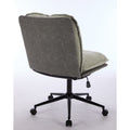 Oversize Seat Cirss Cross Chair With Wheels, Elegant Design Computer Chair, Adjustable Height 360 Rolling Swivel Home Office Chair For Small Space, Dressing Room, Living Room Gray Green Gray Primary Living Space Casual Foam Pu Leather