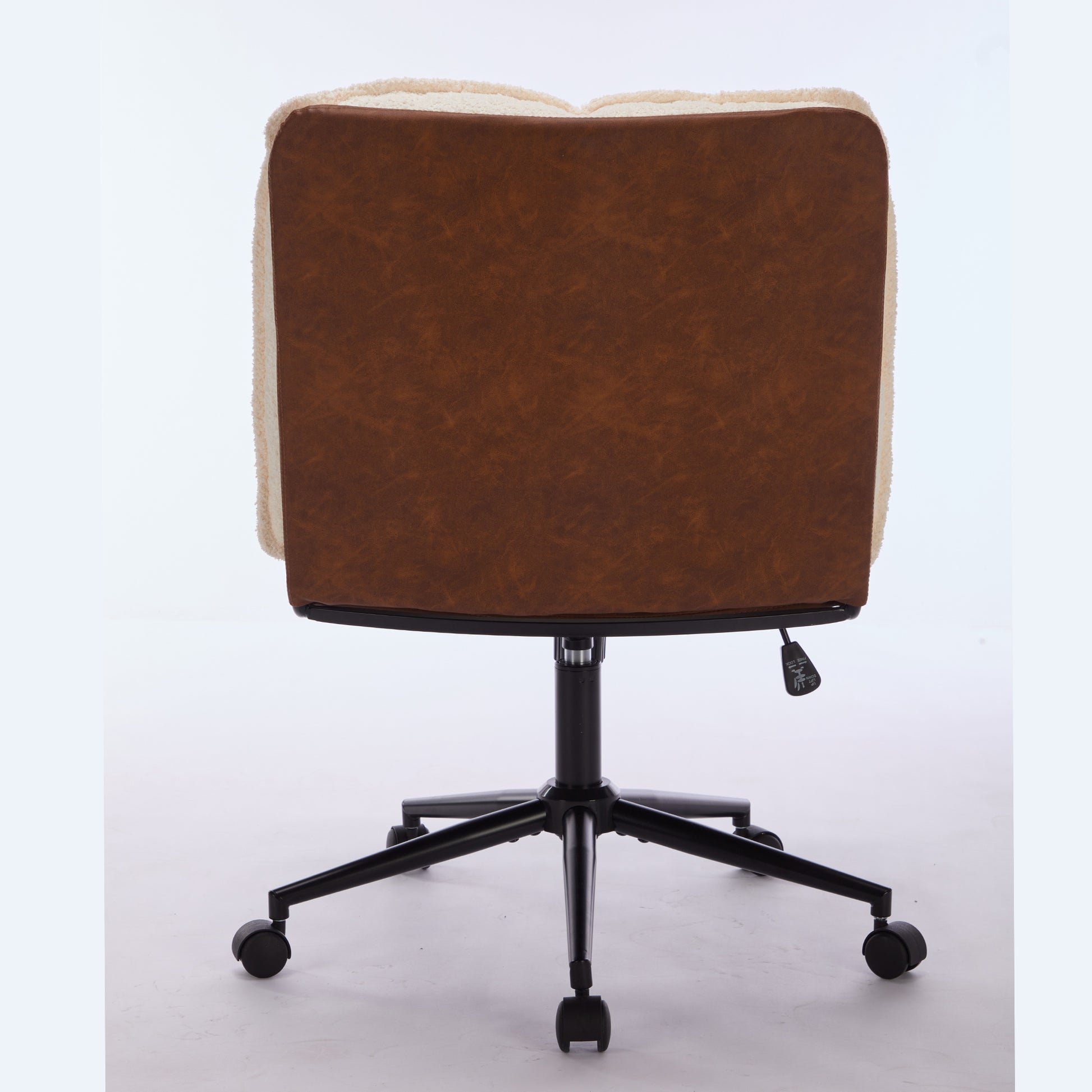 Oversize Seat Cirss Cross Chair With Wheels, Elegant Design Computer Chair, Adjustable Height 360 Rolling Swivel Home Office Chair For Small Space, Dressing Room, Living Room Brown White Dark Brown White Primary Living Space Casual Foam Pu Leather