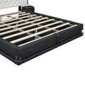 Queen Size Storage Upholstered Tufted Hydraulic Platform Bed With 2 Nightstands And Usb, Black Box Spring Not Required Queen Black Wood Bedroom Bed Frame Faux Leather Upholstered