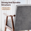 Mid Century Modern Chair, Living Room Chair With Solid Wood Frame, Accent Chair Extra Thick Backrest, Wingback Chair For Bedroom, Reading Room, Living Room, Lounge Chair Indoor Grey Primary Living Space Mid Century Modern Foam Fabric