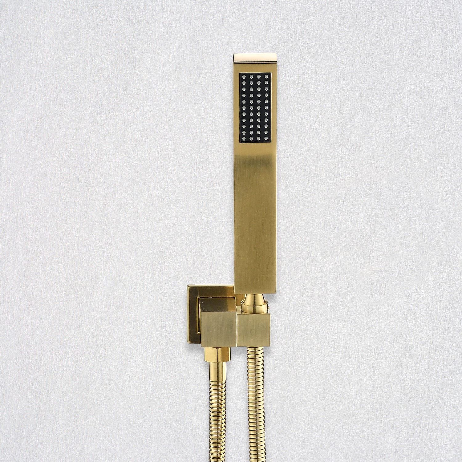 Ceiling Mounted Shower System Combo Set With Handheld And 16"Shower Head Brushed Gold Bathroom Brass