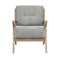 Modern Tufted Back Accent Chair 1Pc Gray Upholstery Antique Finish Solid Rubberwood Unique Design Furniture Gray Primary Living Space Modern,Rustic Rubberwood Solid Wood