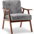 Mid Century Modern Chair, Living Room Chair With Solid Wood Frame, Accent Chair Extra Thick Backrest, Wingback Chair For Bedroom, Reading Room, Living Room, Lounge Chair Indoor Grey Primary Living Space Mid Century Modern Foam Fabric