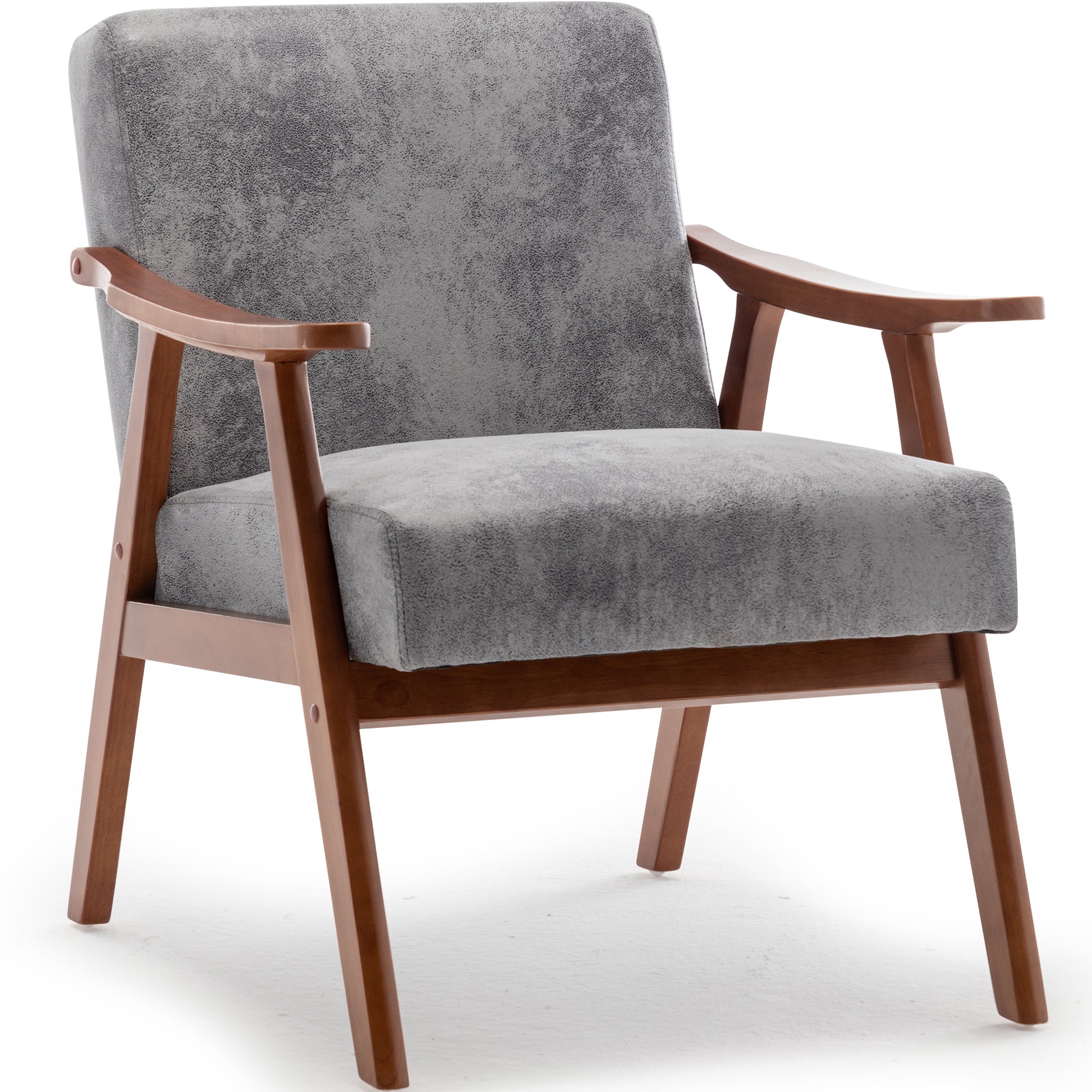 Mid Century Modern Chair, Living Room Chair With Solid Wood Frame, Accent Chair Extra Thick Backrest, Wingback Chair For Bedroom, Reading Room, Living Room, Lounge Chair Indoor Grey Primary Living Space Mid Century Modern Foam Fabric