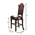 Cherry Counter Height Stools With Trim Set Of 2 Cherry Brown Dining Room Rectangular Bar Stools Tufted Back Set Of 2 Wood