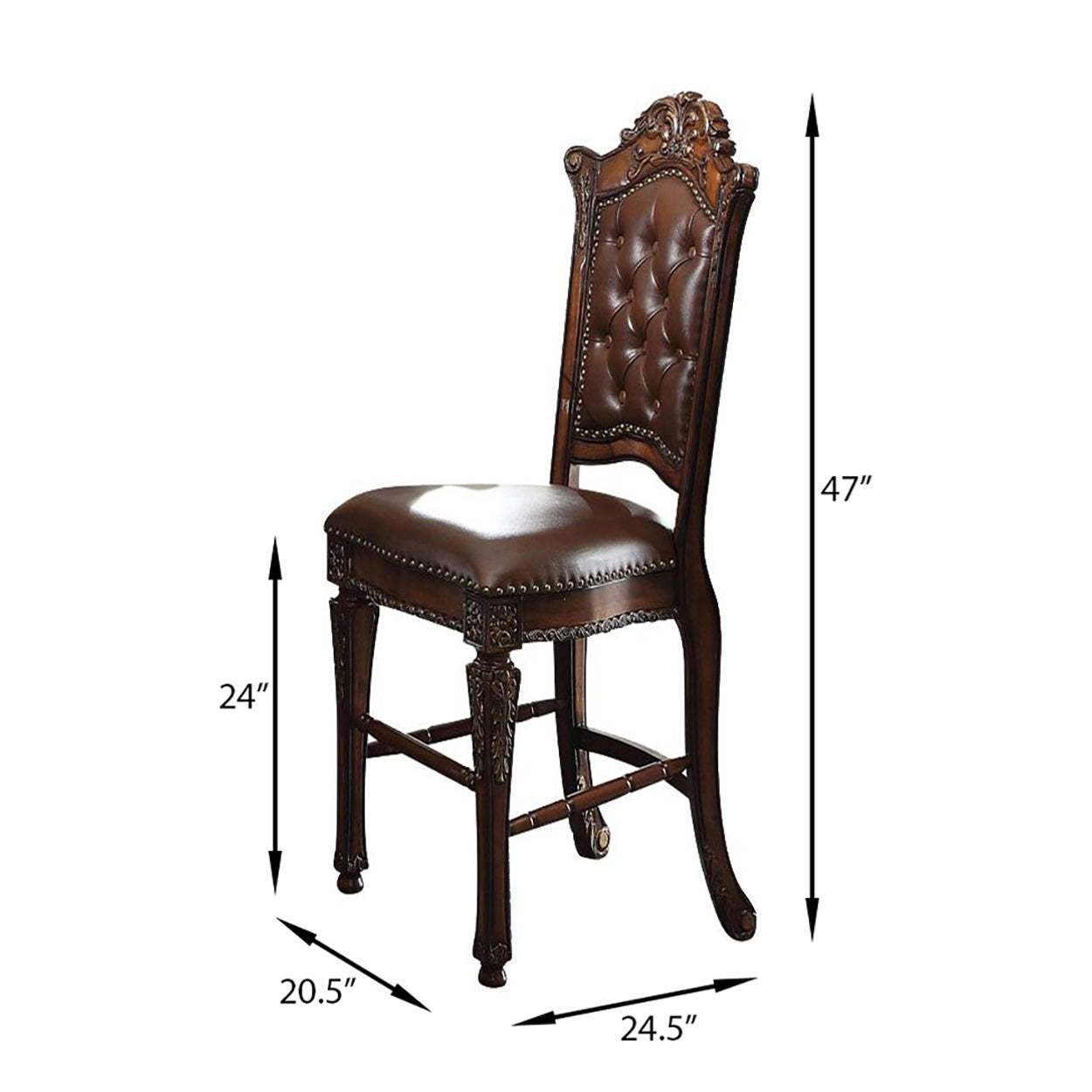 Cherry Counter Height Stools With Trim Set Of 2 Cherry Brown Dining Room Rectangular Bar Stools Tufted Back Set Of 2 Wood