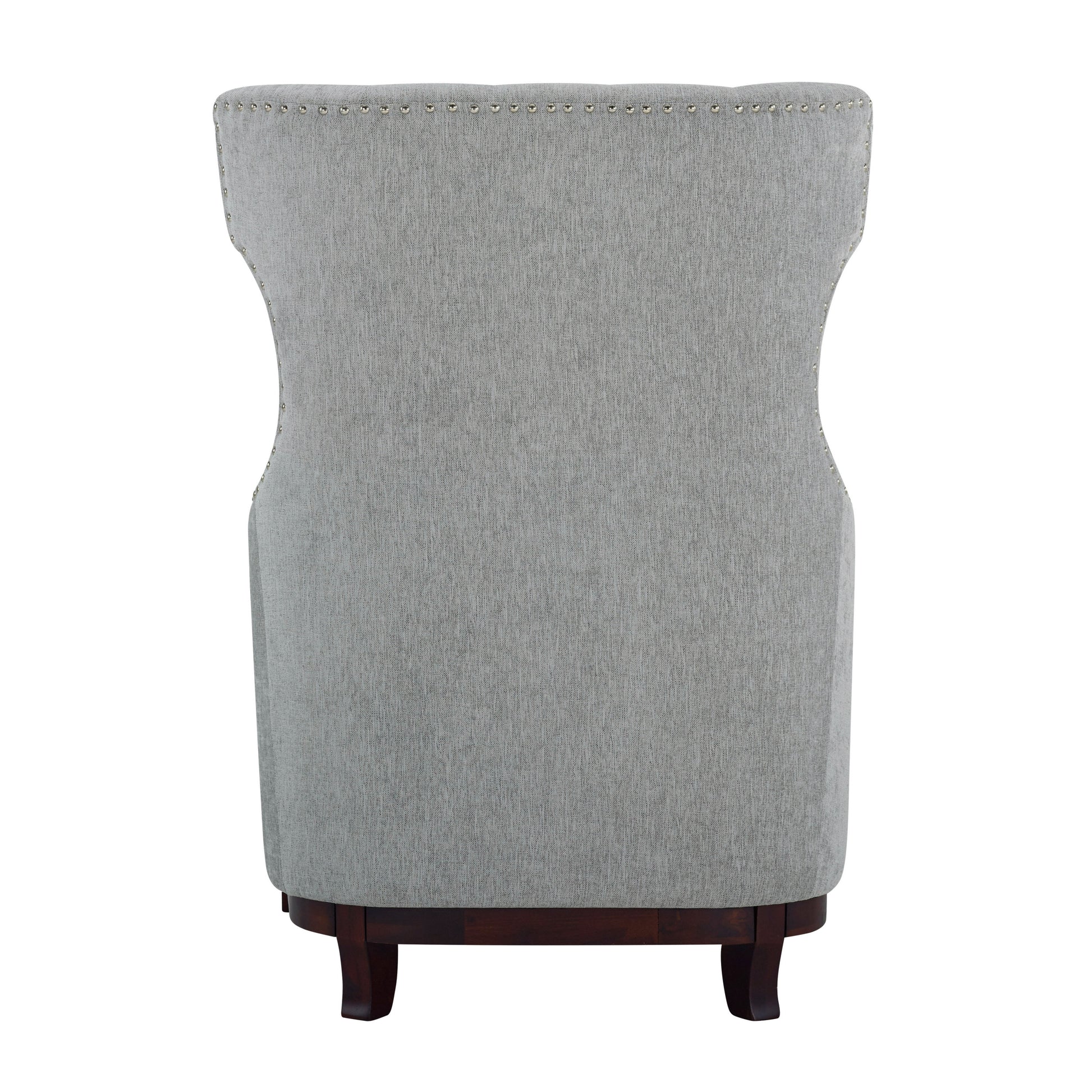 Button Tufted Wing Back Accent Chair 1Pc Light Gray Fabric Upholstered Pillow Solid Wood Traditional Living Room Furniture Light Gray Primary Living Space Luxury,Traditional Solid Wood