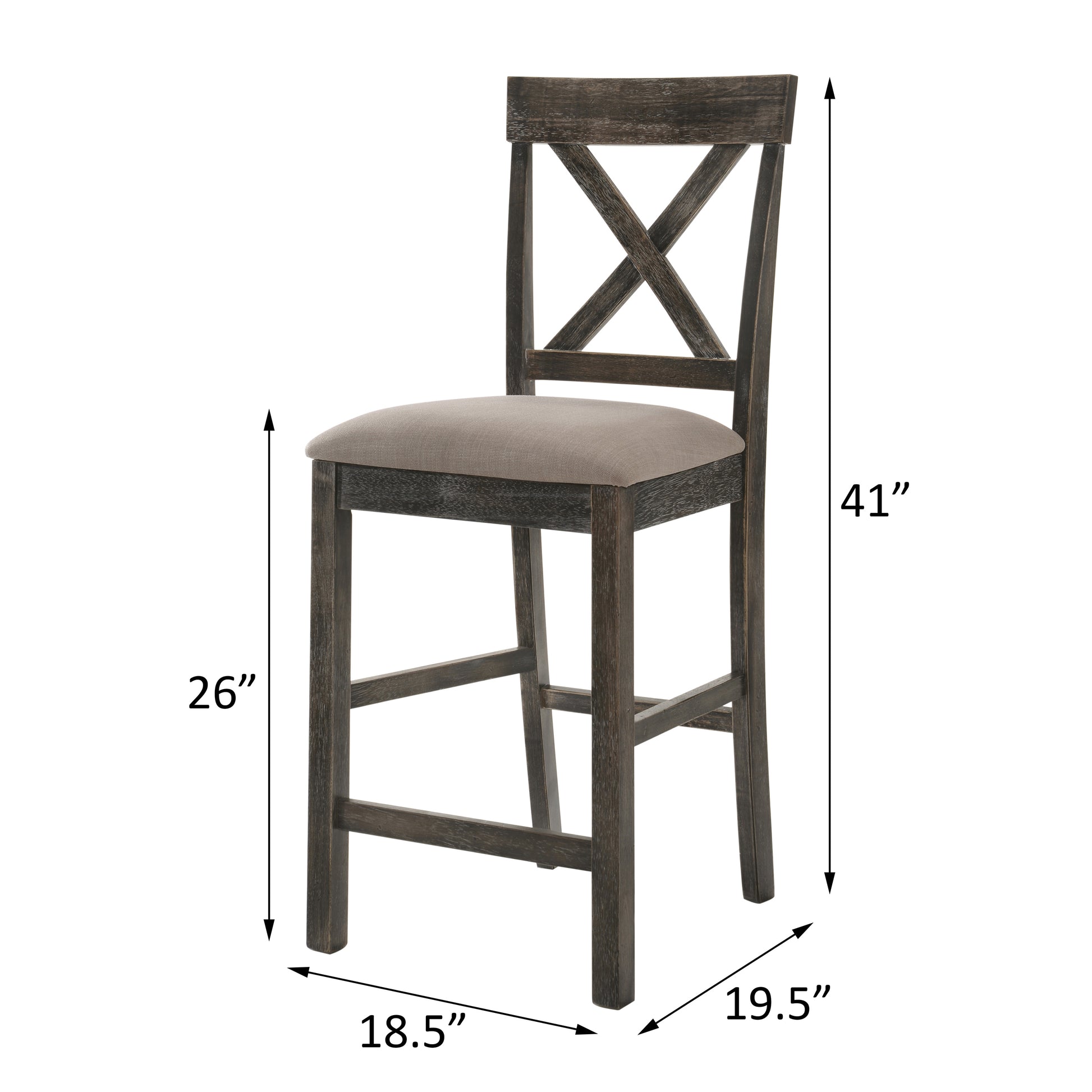 Tan And Weathered Grey Counter Height Stools With Cross Back Set Of 2 Grey Gray Dining Room Rectangular Side Chair Cross Back Set Of 2 Wood