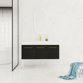 48 Inch Wall Mounted Bathroom Vanity With Sink, Thick Edged Resin Basin, Kd Package Black Chestnut 3 Bathroom Wall Mounted Modern Plywood