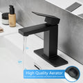 Sink Faucet With Deck Plate Waterfall Black With Pop Up Drain And Supply Lines Bathroom Faucets For Sink 1 Hole One Handle Faucets Vanity Bath Mixer Tap Bathroom Joystick Geometric One Black Side Sprayer Deck Mounted Cartridge Valve Single Hole Faucets