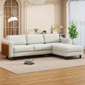 Sofa The Best Choice Products Upholstered Sectional Sofa For Families, Apartments, Dormitories, Award Rooms, Compact Space With Chaise Longue, 3 Seats, L Shaped Design, Off White Cream White Linen Dining Room Medium Soft Metal & Wood 3 Seat