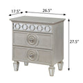 Silver 2 Drawer Nightstand Silver 2 Drawers Bedroom Rectangle Luxury Drawers Pine Silver Wood