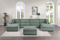 Contemporary Living Room Furniture Ottoman Sage Color Corduroy 1Pc Soft Cushion Ottoman Wood Legs Sage Primary Living Space Solid Contemporary,Modern Square Corduroy