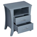 Grey Nightstand With 2 Drawers And Open Shelving Grey Gray 2 Drawers Bedroom Rectangle Drawers Wood