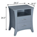 Grey Nightstand With 2 Drawers And Open Shelving Grey Gray 2 Drawers Bedroom Rectangle Drawers Wood