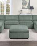 Contemporary Living Room Furniture Ottoman Sage Color Corduroy 1Pc Soft Cushion Ottoman Wood Legs Sage Primary Living Space Solid Contemporary,Modern Square Corduroy