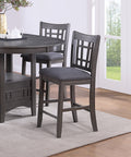 Contemporary Dining Room Counter Height 5Pc Dining Set Round Table W Leaf And 4X Side Chairs Gray Finish Solid Wood Light Brown Wood Dining Room Solid Wood Rubberwood Round Dining Table With Chair Wood Wood Gray Seats 4 42 Inches Drop Leaf