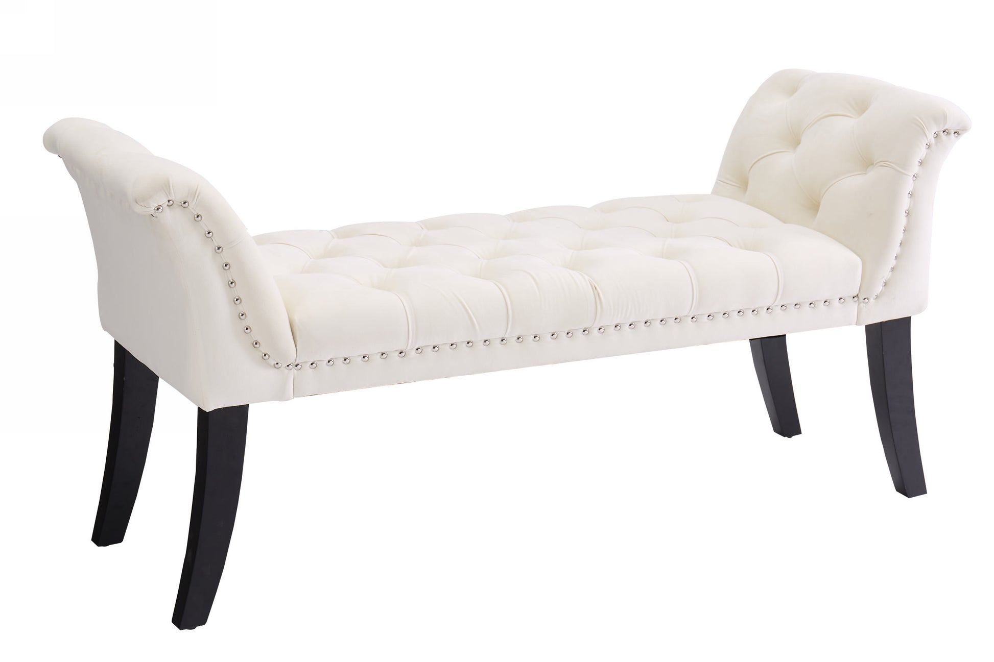 Armrest Button Tufted Ottoman Bench, Upholstered Footrest Stool Rectangular Beige Velvet Fabric Accent Bench For Entryway Dining Room Living Room Bedroom Beige Full Kd Espresso Bedroom Black Rubberwood Wood Beige Garden Stools Velvet Rectangular
