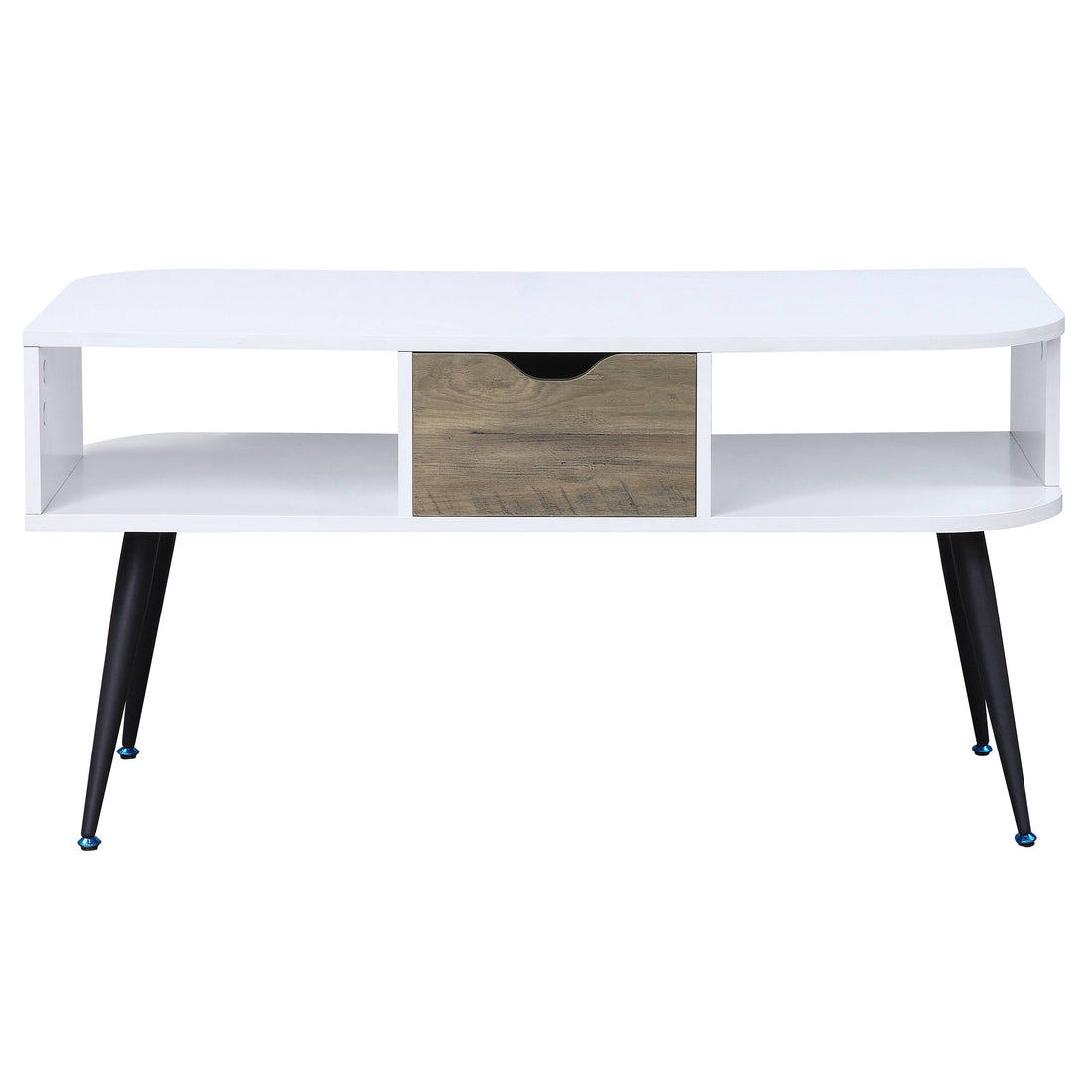 White And Black Coffee Table With 1 Drawer White Black White Primary Living Space Contemporary Drawers Rectangular Wood Metal