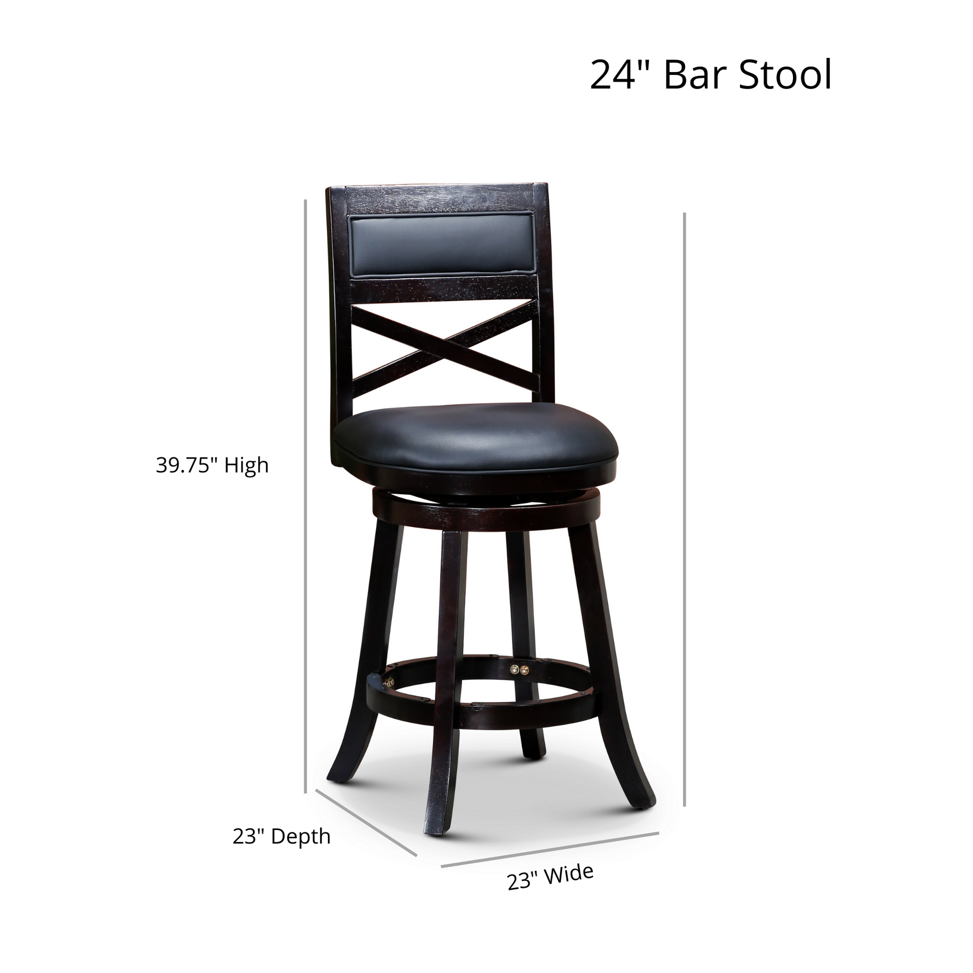 24" Counter Height X Back Swivel Stool, Natural Finish, Beige Fabric Seat Natural Fabric