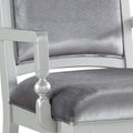 Grey And Platinum Upholstered Arm Chairs Set Of 2 Solid Grey Silver Dining Room Foam Rectangular Glam Arm Chair Poplar Solid Back Set Of 2 Wood Fabric