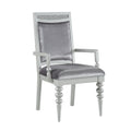 Grey And Platinum Upholstered Arm Chairs Set Of 2 Solid Grey Silver Dining Room Foam Rectangular Glam Arm Chair Poplar Solid Back Set Of 2 Wood Fabric
