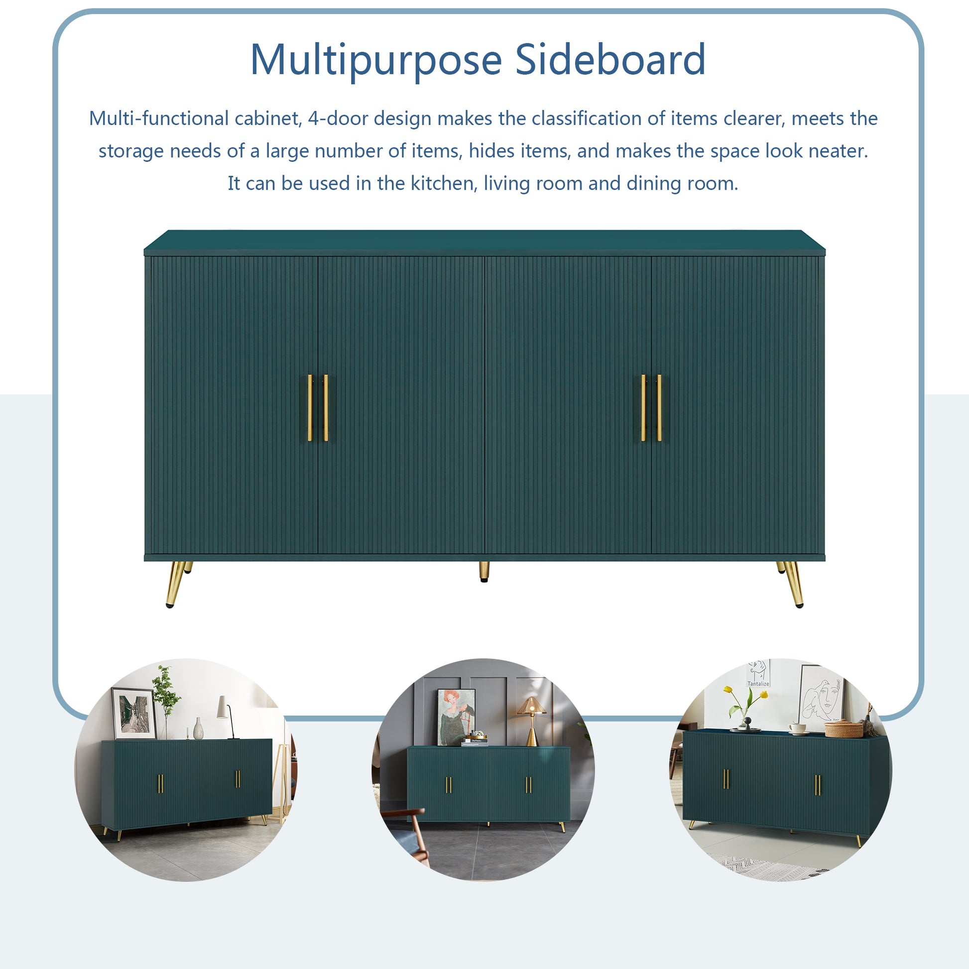 Wood Tv Stand With Storage Cabinet & Adjustable Shelves, Media Tv Console For Living Room Bedroom Navy Blue Navy Blue Mdf