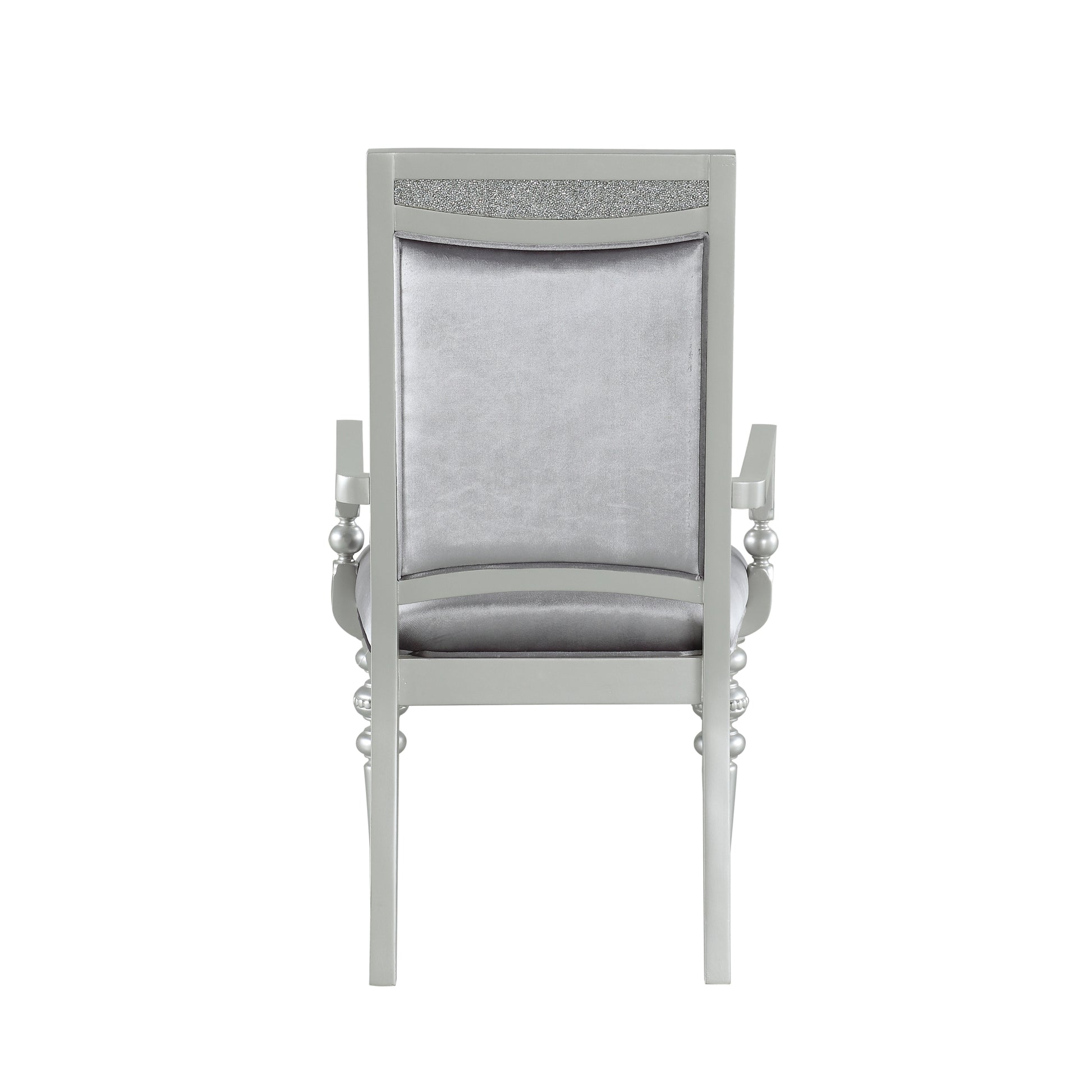 Grey And Platinum Upholstered Arm Chairs Set Of 2 Solid Grey Silver Dining Room Foam Rectangular Glam Arm Chair Poplar Solid Back Set Of 2 Wood Fabric