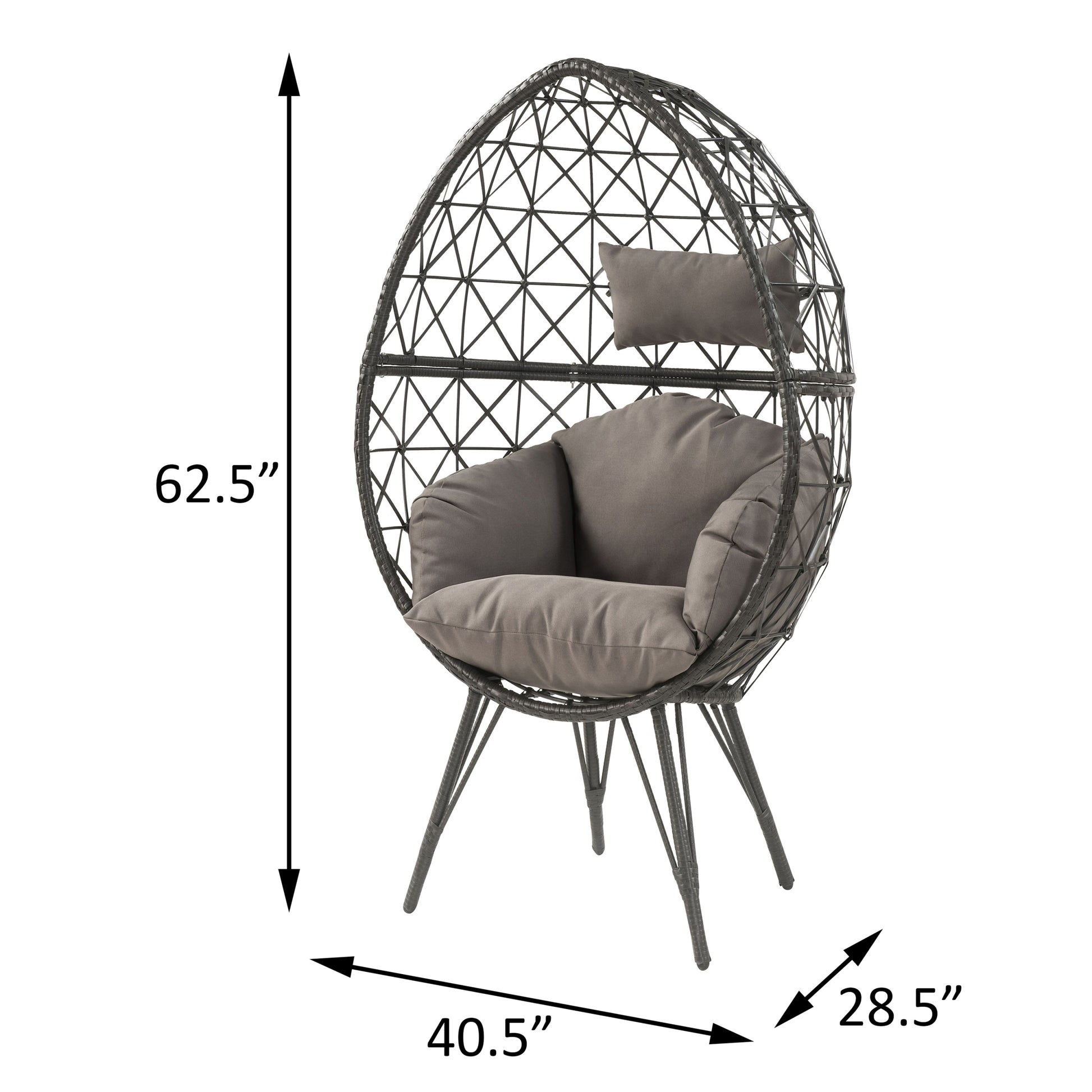 Light Grey And Black Patio Chair With Upholstered Cushion Yes Black Gray Garden & Outdoor Modern Wicker