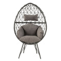 Light Grey And Black Patio Chair With Upholstered Cushion Yes Black Gray Garden & Outdoor Modern Wicker