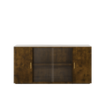 2405Wooden Side Cabinets With Glass Doors For Dust Prevention, Modern Storage Display Lockers For Living And Dining Rooms And Other Domestic Areas Black Brown Mdf