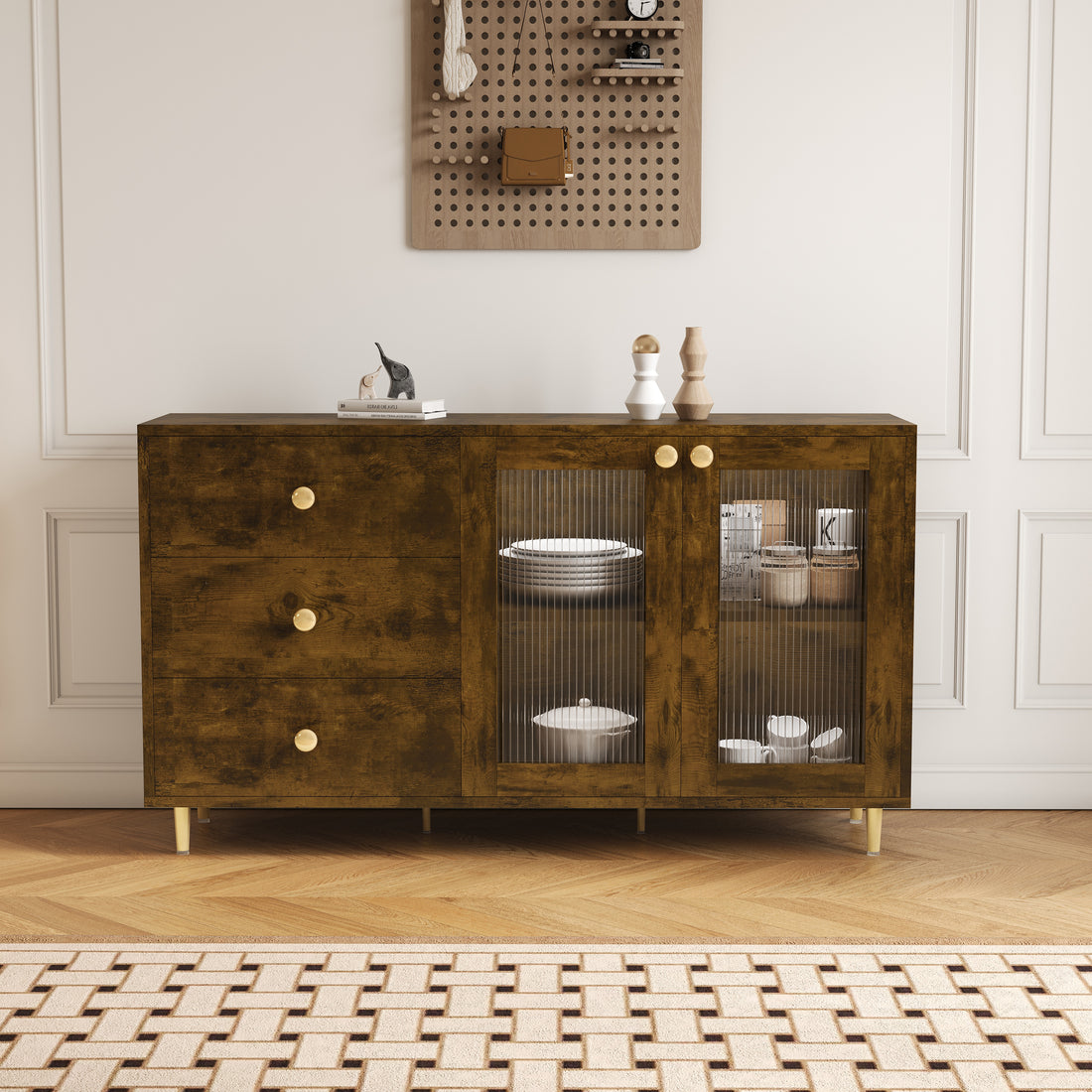 Modern Minimalist Side Cabinets: Stylish Storage Lockers For Dining Room Or Living Room Spaces Black Brown Mdf